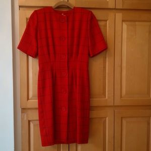 GIVENCHY Red Short Sleeve Day Dress Size 6 Vintage